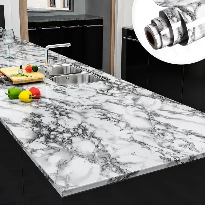 Oil-Proof Waterproof Marble Self-Adhesive Film for Kitchen
