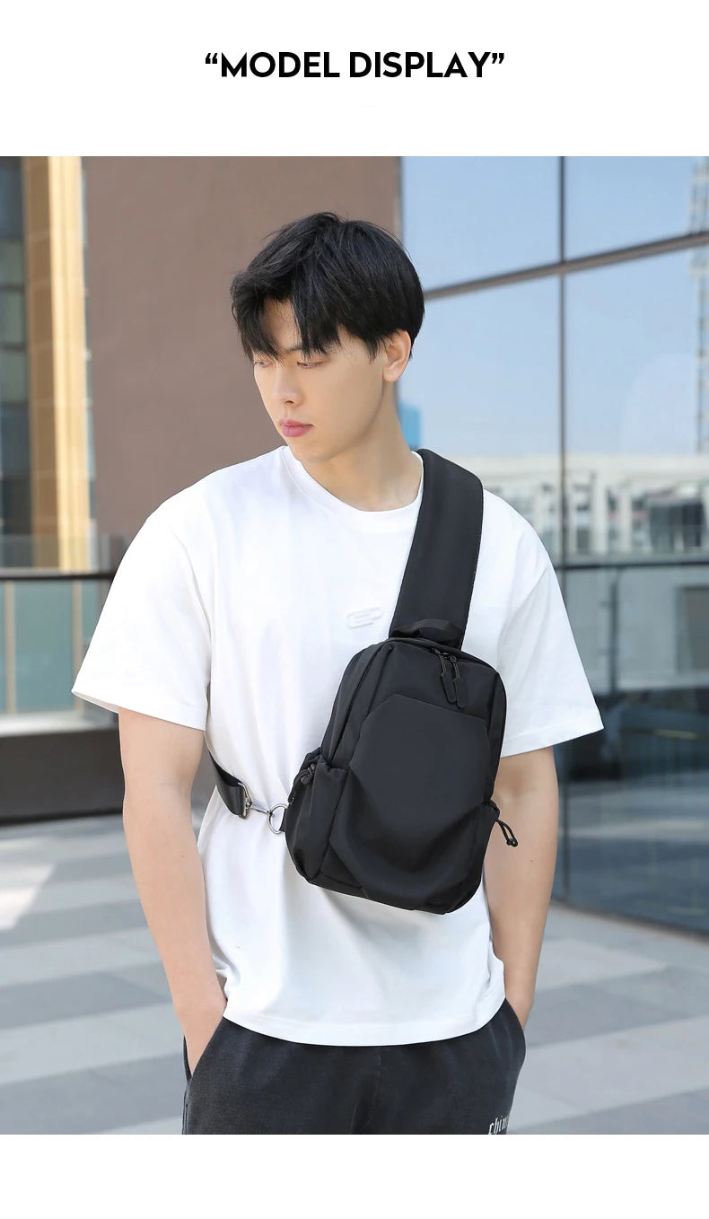 Men's Sports Chest Bag Waterproof Wear-resistant Multi-compartment Shoulder Crossbody Bag Outdoor Sports Travel Messenger Bag