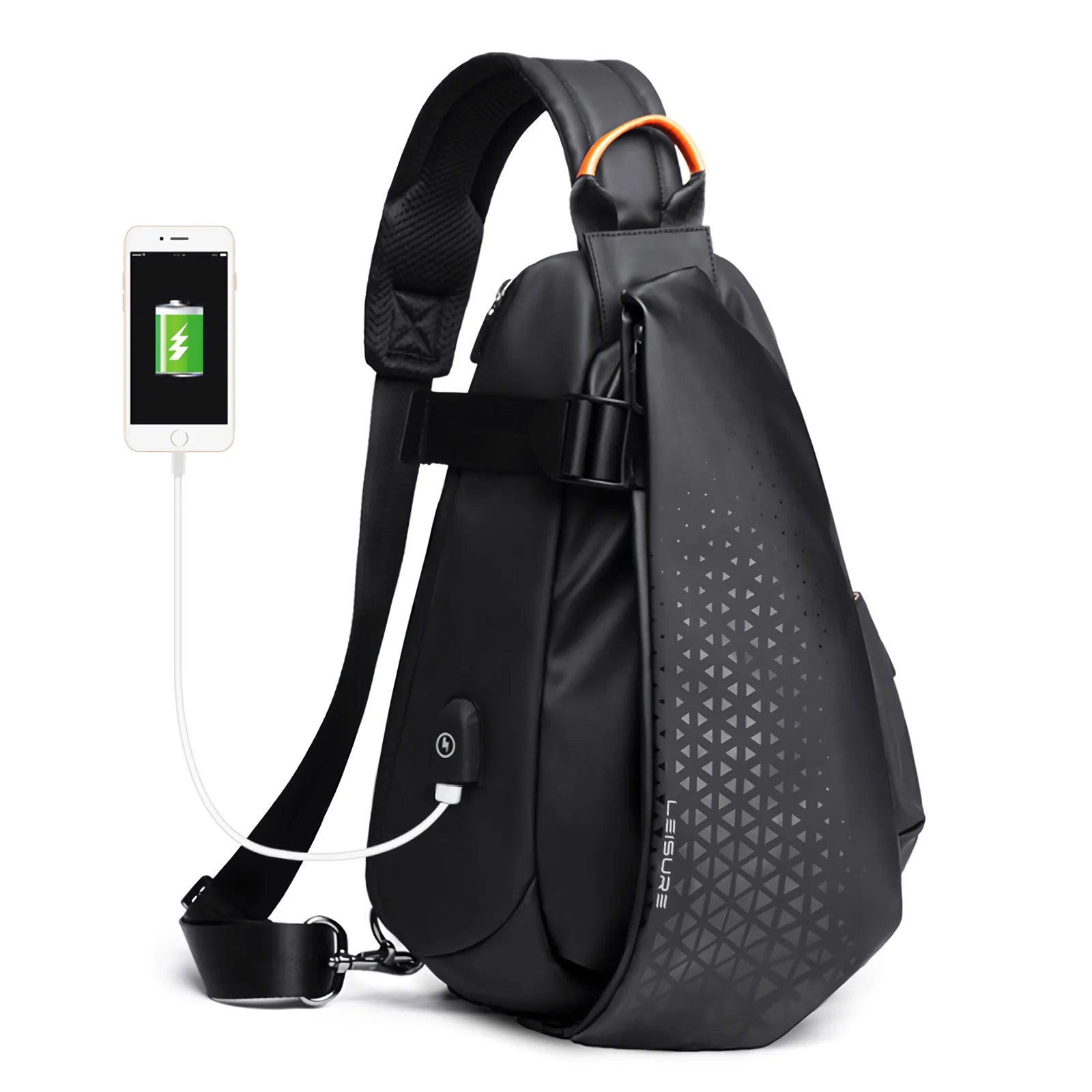 Sling Crossbody Bag for Men, Waterproof Chest Bags, Lightweight Sling Backpack with USB Charging Port, Bag for Workout Travel