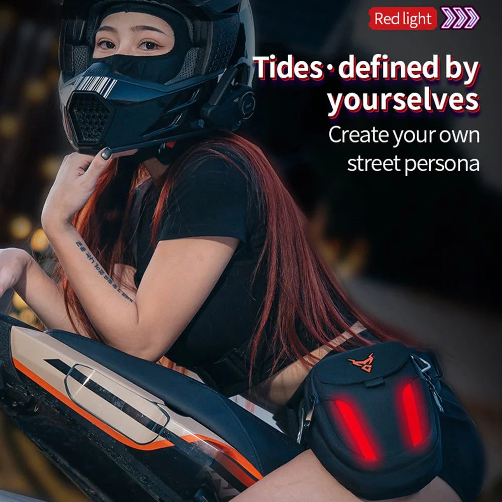 Motorcycle Leg Bag with LED Light – Waterproof Drop Waist & Thigh Bag for Riding, Racing, and Touring