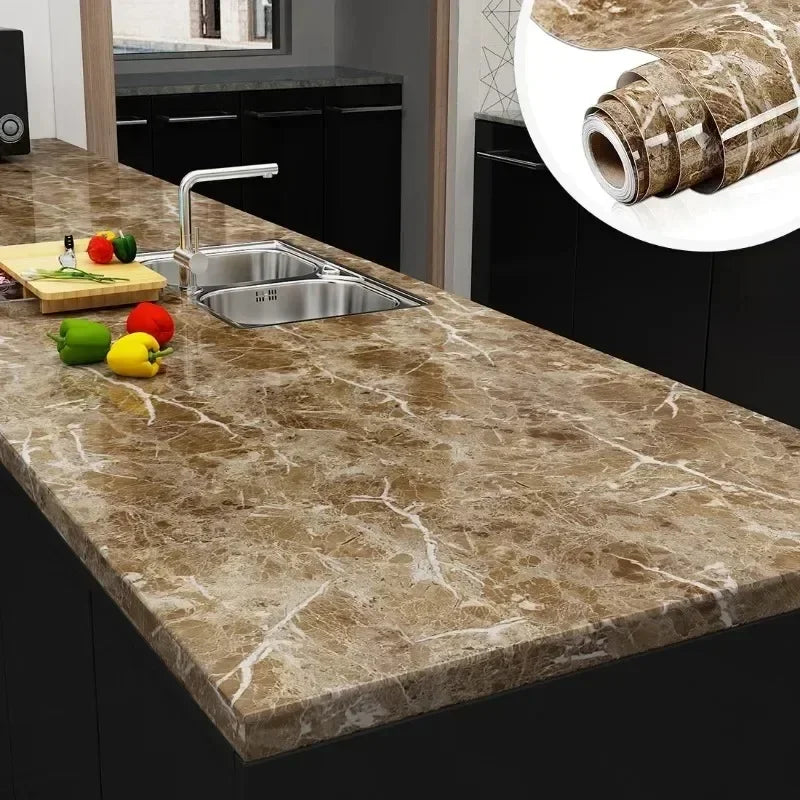 Oil-Proof Waterproof Marble Self-Adhesive Film for Kitchen