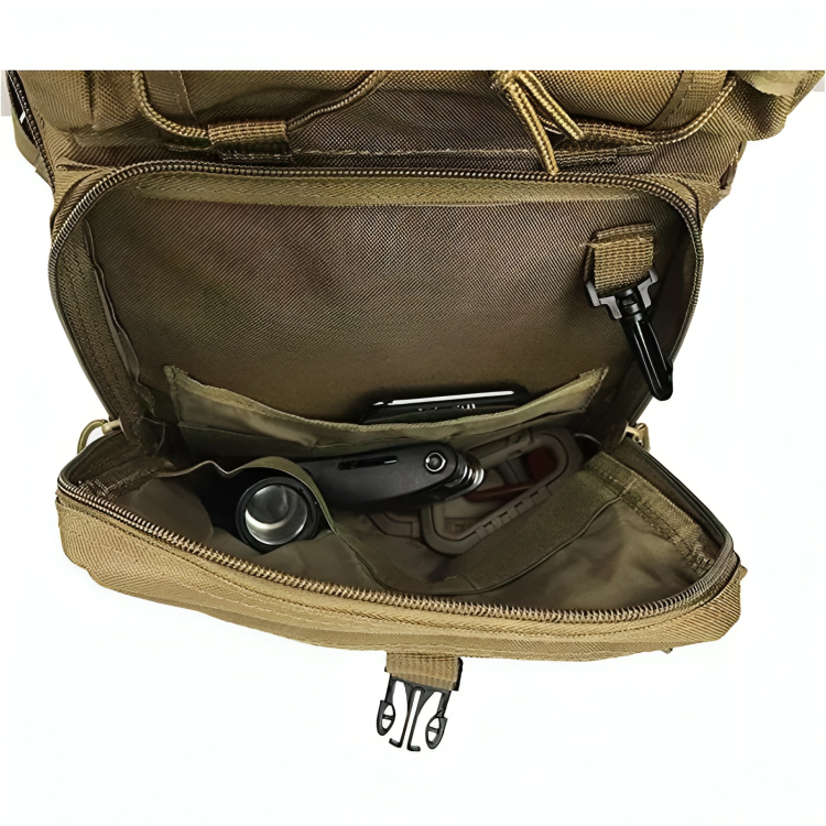 Tactical EDC Sling Bag Pack, Military Rover Shoulder Molle Backpack, with USA Flag Patch, Coyote
