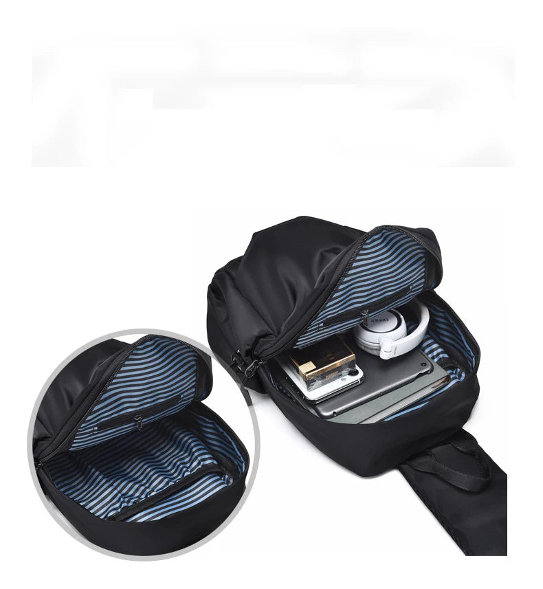 Men's Sports Chest Bag Waterproof Wear-resistant Multi-compartment Shoulder Crossbody Bag Outdoor Sports Travel Messenger Bag