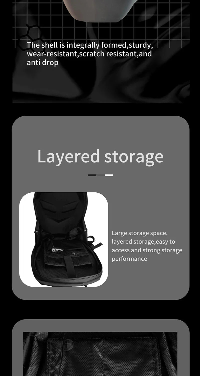 LED Backpack For Man Hard Shell LED Motorcycle Cycling Helmet Backpack for woman Business Travel Waterproof Laptop Backpack