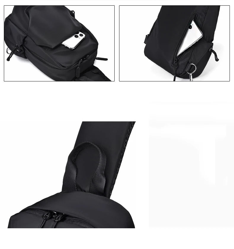 Men's Sports Chest Bag Waterproof Wear-resistant Multi-compartment Shoulder Crossbody Bag Outdoor Sports Travel Messenger Bag
