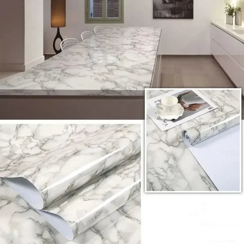 Oil-Proof Waterproof Marble Self-Adhesive Film for Kitchen