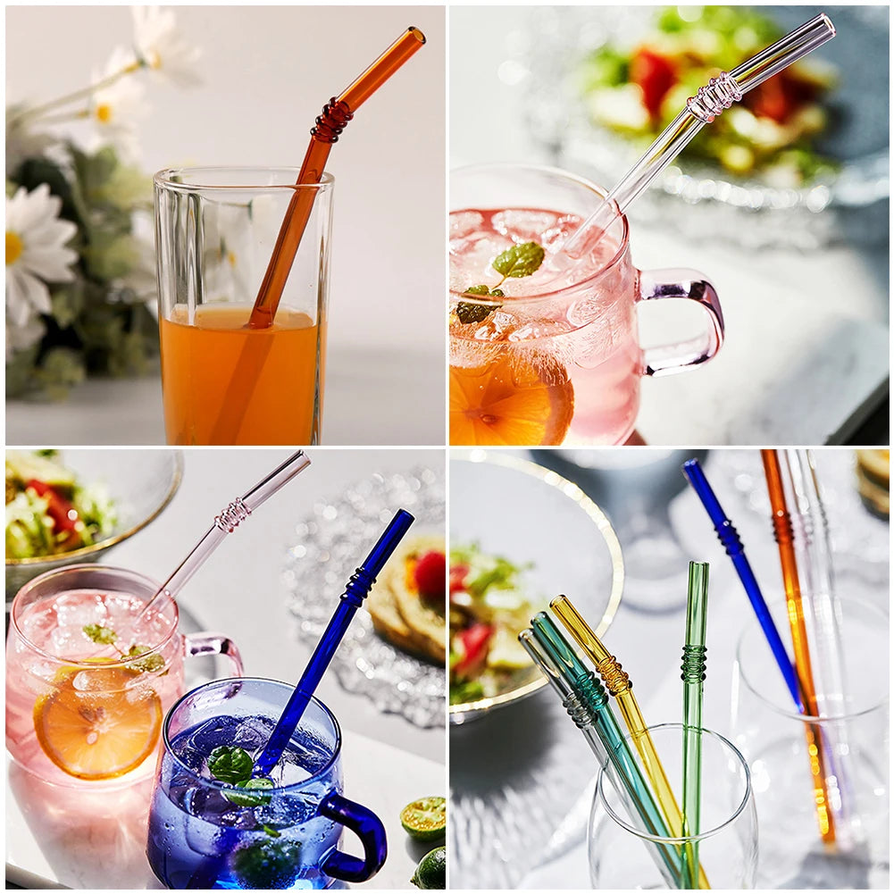 20cm Reusable Glass Drinking Straw Set
