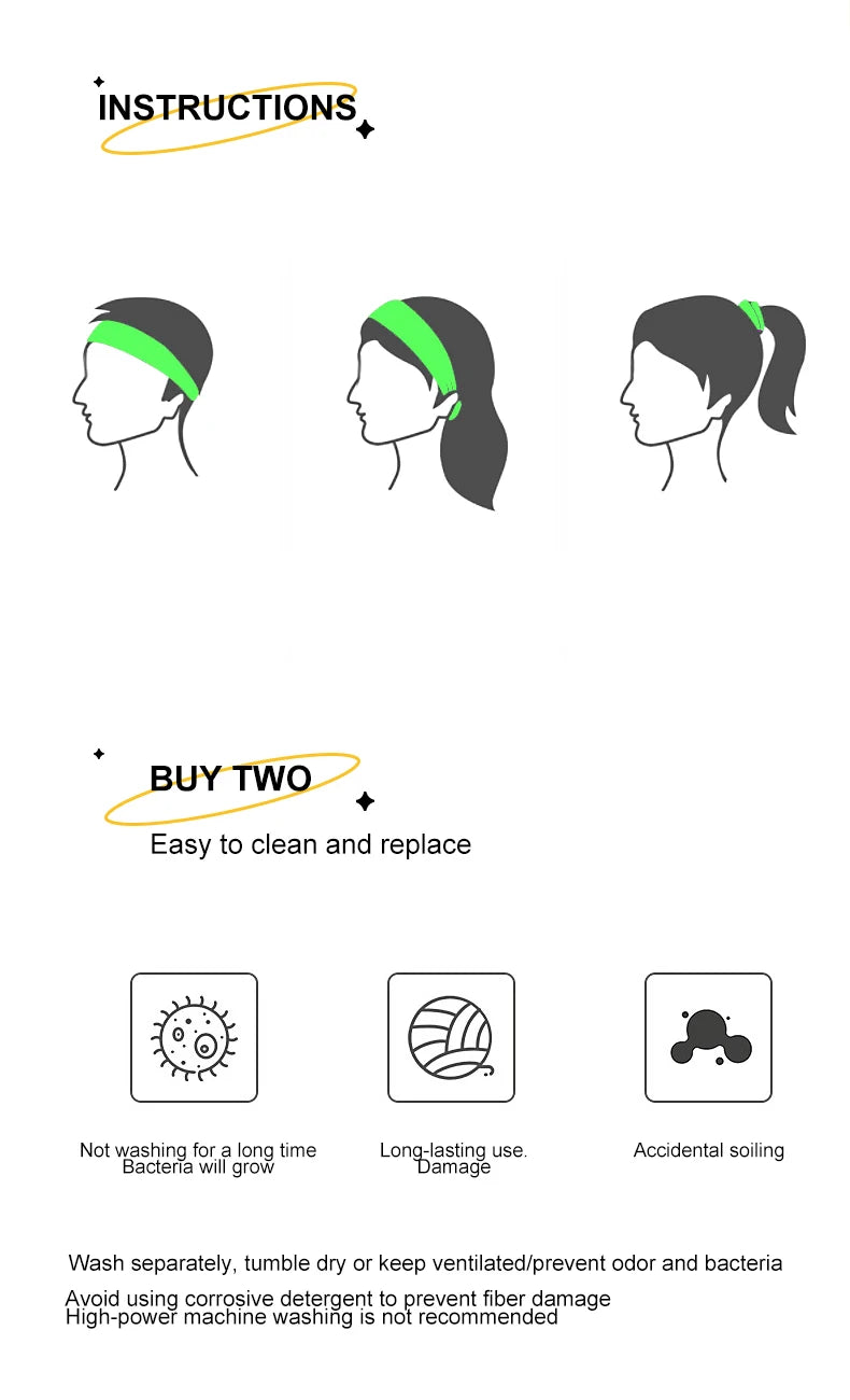 Elastic Sports Headbands – Sweat Absorption, Anti-Slip, Breathable Headband for Yoga, Running, and Workout