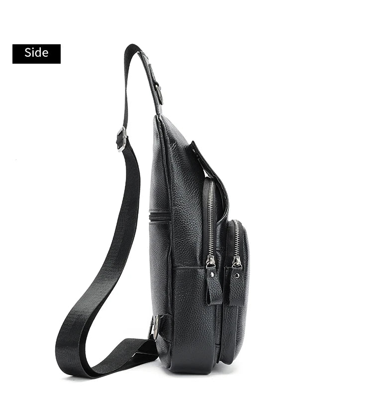 WESTAL Leather Chest Bag Men's Premium Layer Cowhide Chest Cross Bag Trend Shoulder Chest Bag