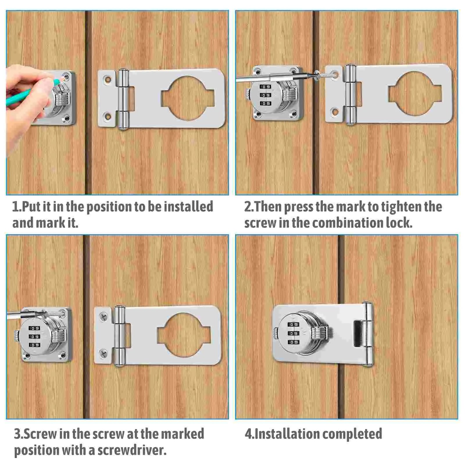 3-Digit Combination Lock with Hasp for Cabinets and Drawers