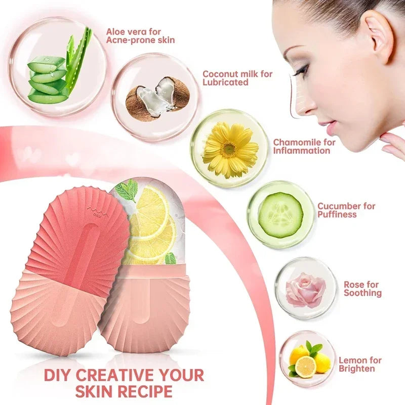 Silicone Ice Face Roller for Eye Puffiness & Pore Shrinking | Multifunctional Facial Massage Tool
