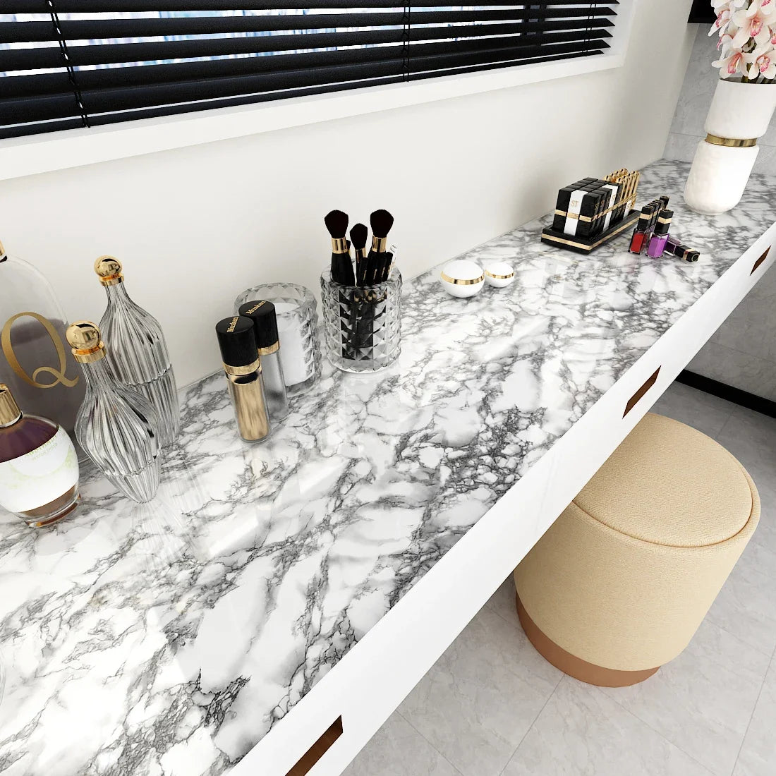 Oil-Proof Waterproof Marble Self-Adhesive Film for Kitchen