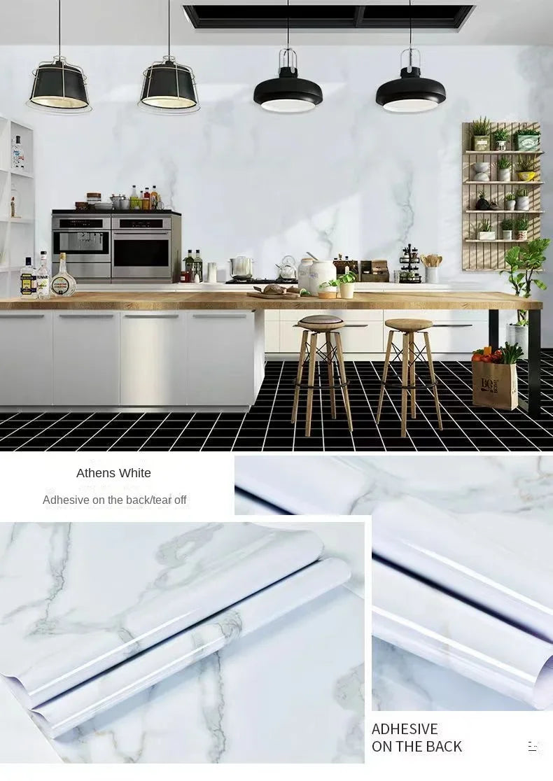 Oil-Proof Waterproof Marble Self-Adhesive Film for Kitchen