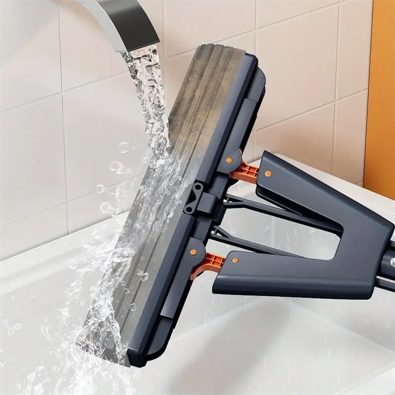 Self-Squeeze Double-Fold Sponge Mop – Absorbent Floor Cleaner