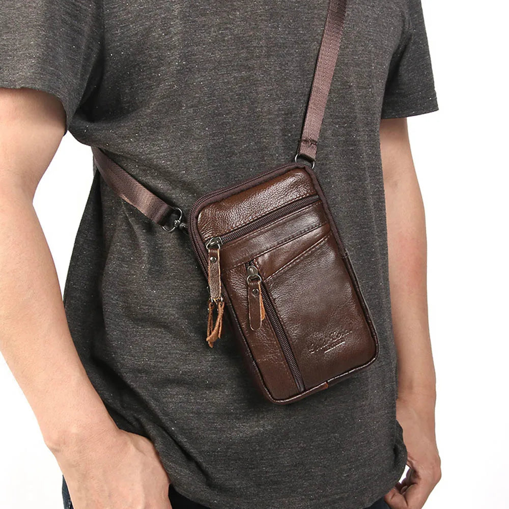Men’s PU Leather Shoulder Bag – Slim Messenger Clutch for Travel & Work