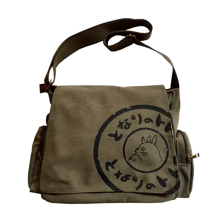Japanese Totoro Canvas Messenger Bag - Stylish Cartoon Crossbody Bag