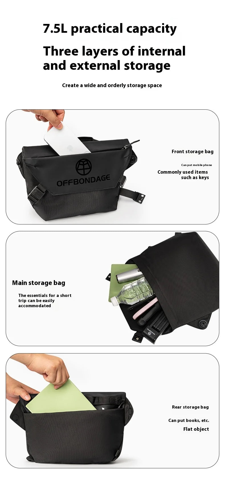 OFFBONDAGE Messenger Sling Bag – Crossbody Laptop & Shoulder Satchel