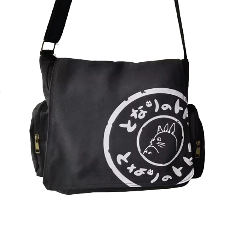 Japanese Totoro Canvas Messenger Bag - Stylish Cartoon Crossbody Bag