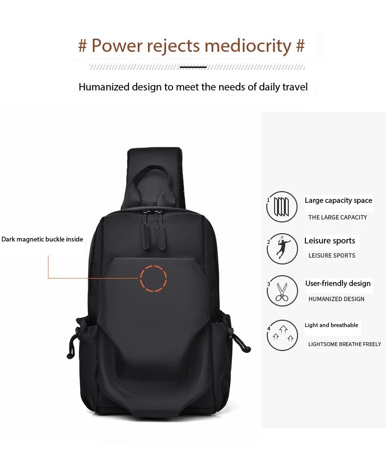 Men's Sports Chest Bag Waterproof Wear-resistant Multi-compartment Shoulder Crossbody Bag Outdoor Sports Travel Messenger Bag