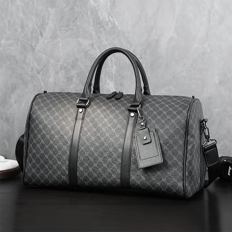 Men's Travel Duffel Bag Leather Large Capacity Weekend Luggage Tote Bag - Versatile Carry Large Travel Tote for Gym Vacations