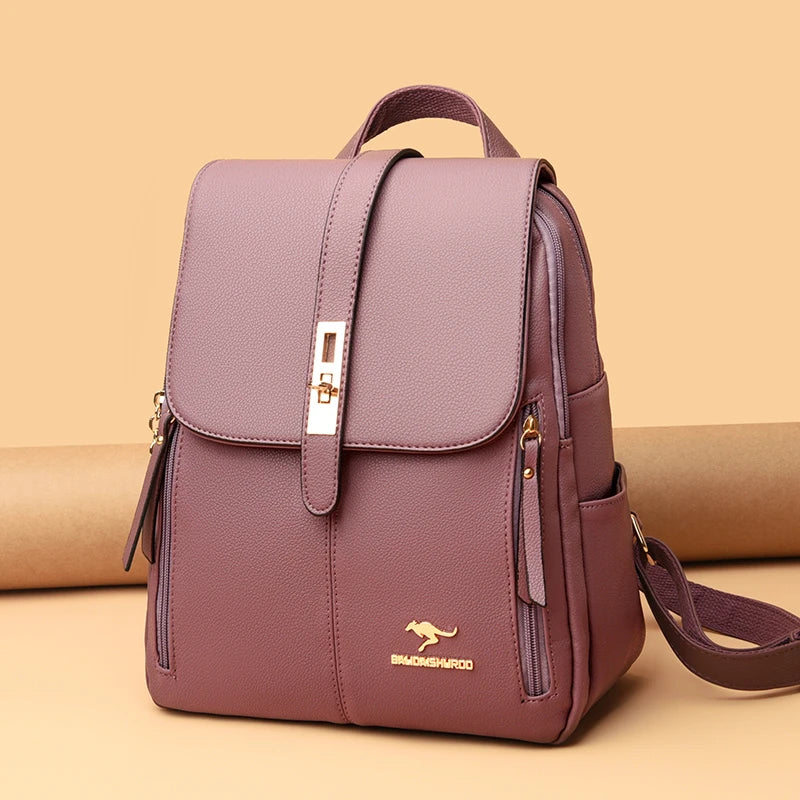 Purse Backpack For Women, Elementary Schoolbag for Students, Women Leather Backpacks, Shoulder Bags Female Backpack , Gentle Leather Pu Casual Diminished Backpack
