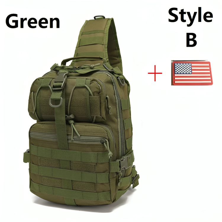Tactical EDC Sling Bag Pack, Military Rover Shoulder Molle Backpack, with USA Flag Patch, Coyote