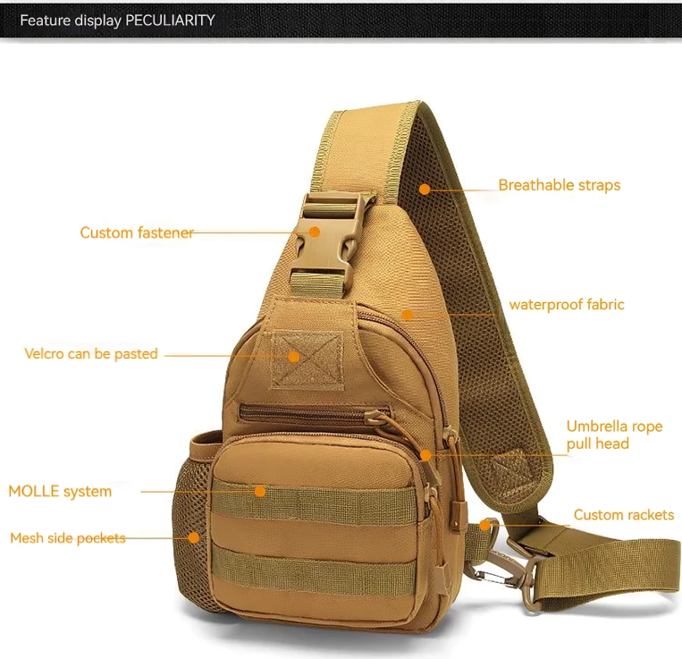 Outdoor Military Camping Shoulder Bag Chest Pack with Bottle Holder tablet bag professional pure nylon