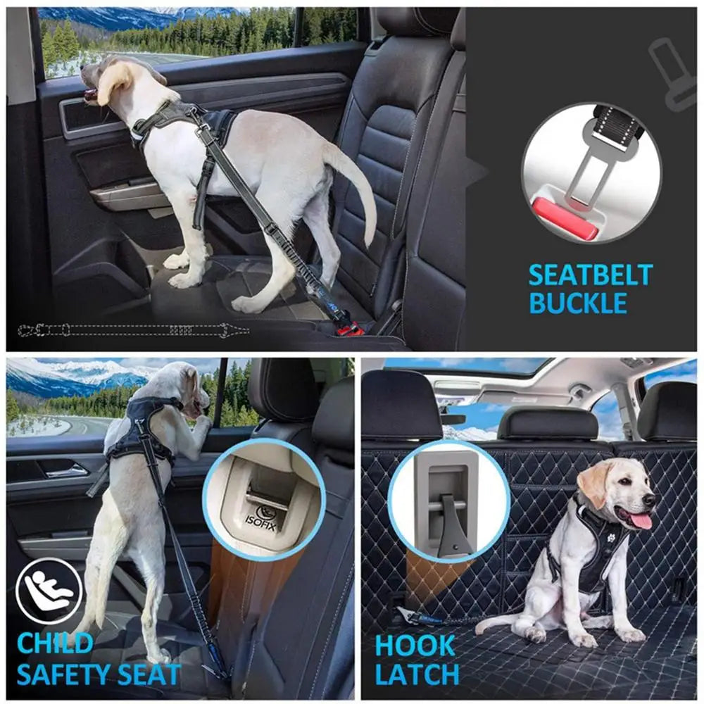 Adjustable Dog Safety Belt Leash - Nylon Car Restraint for Small & Large Dogs