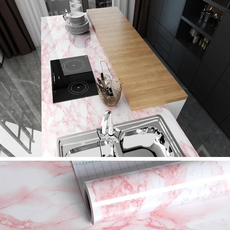Oil-Proof Waterproof Marble Self-Adhesive Film for Kitchen