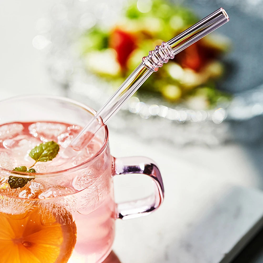 20cm Reusable Glass Drinking Straw Set