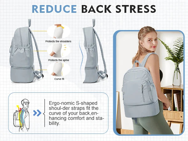 Sports Backpack for Women Men Gym Backpack with Shoe Compartment Foldable Travel Backpack Waterproof Sport Bag for Swimming Yoga
