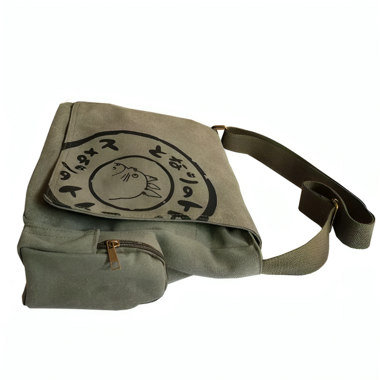 Japanese Totoro Canvas Messenger Bag - Stylish Cartoon Crossbody Bag