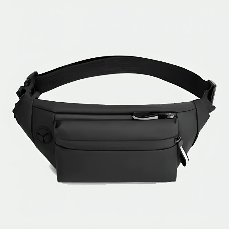 Running Waist Waterproof Bag Fanny Pack with 3 Pockets Cellphone Holder the Pouch with Strap Belt Suitable for Hiking Traveling Outdoor Sports and Smooth Reflective Zipper, Black, Waterproof