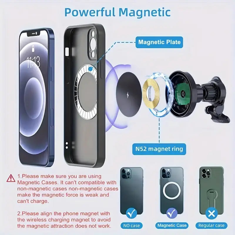 Magnetic Wireless Car Charger & Phone Holder