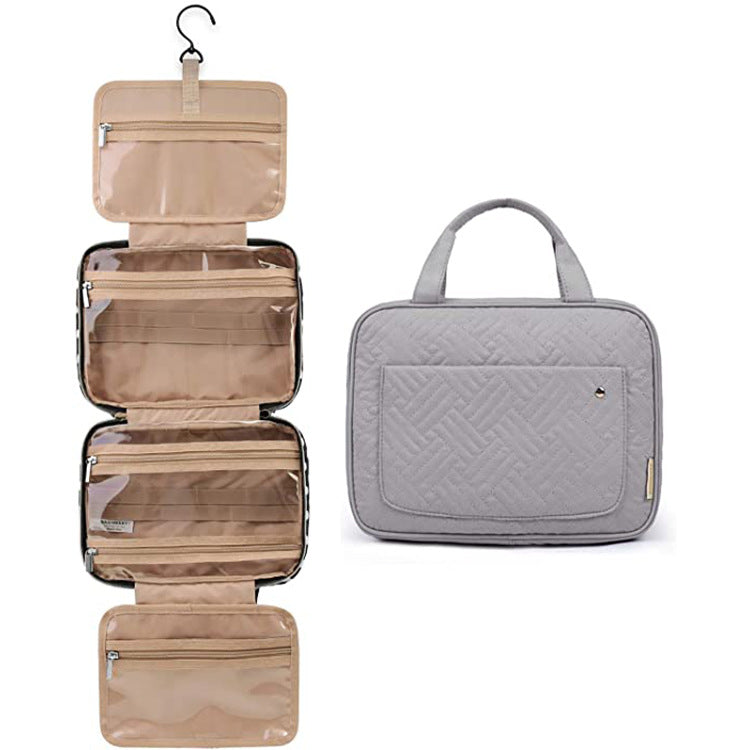 Large Roll Up Hanging Toiletry Bag For Women, Pastel Pink Makeup Travel Organizer with S Hook for Cosmetics, Hair Accessories, Razors (13x4.5x9.75 In), Pastel pink