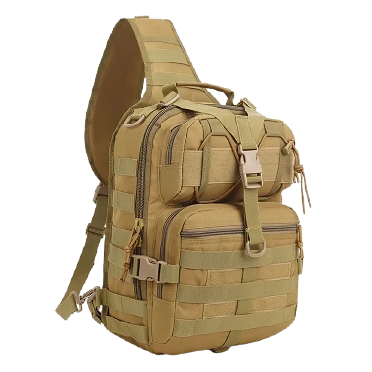 Tactical EDC Sling Bag Pack, Military Rover Shoulder Molle Backpack, with USA Flag Patch, Coyote