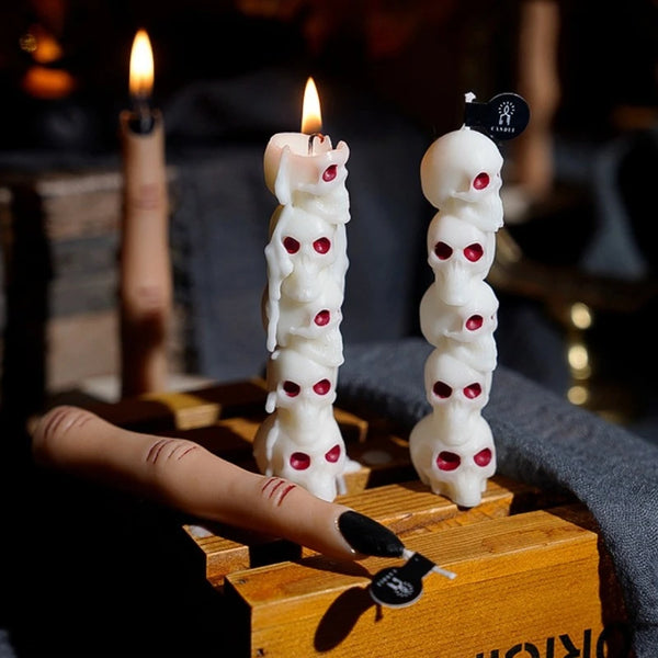 Spooky Pumpkin Skull Candle