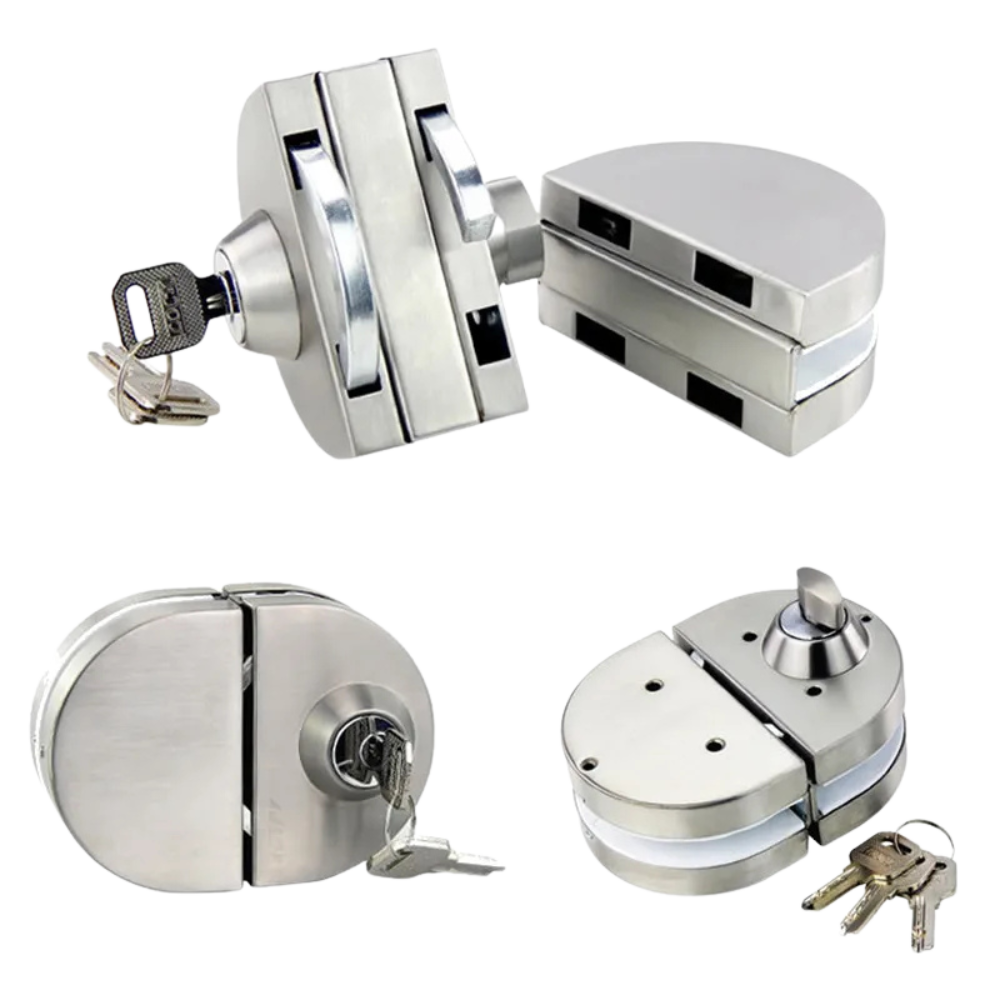 Sliding Central Glass Door Lock - 304 Stainless Steel, Bidirectional Unlock