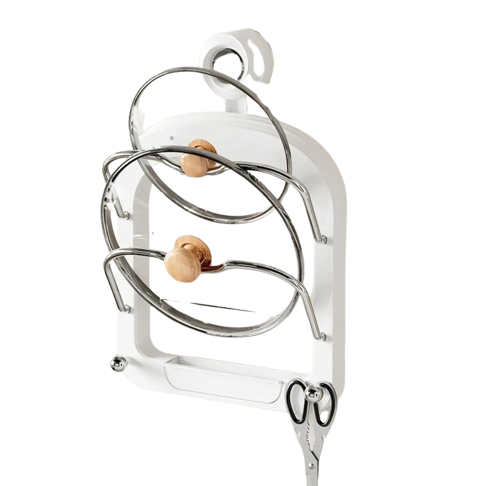 Plastic Suction Cup Pot Lid Rack - Wall Mounted Storage Holder
