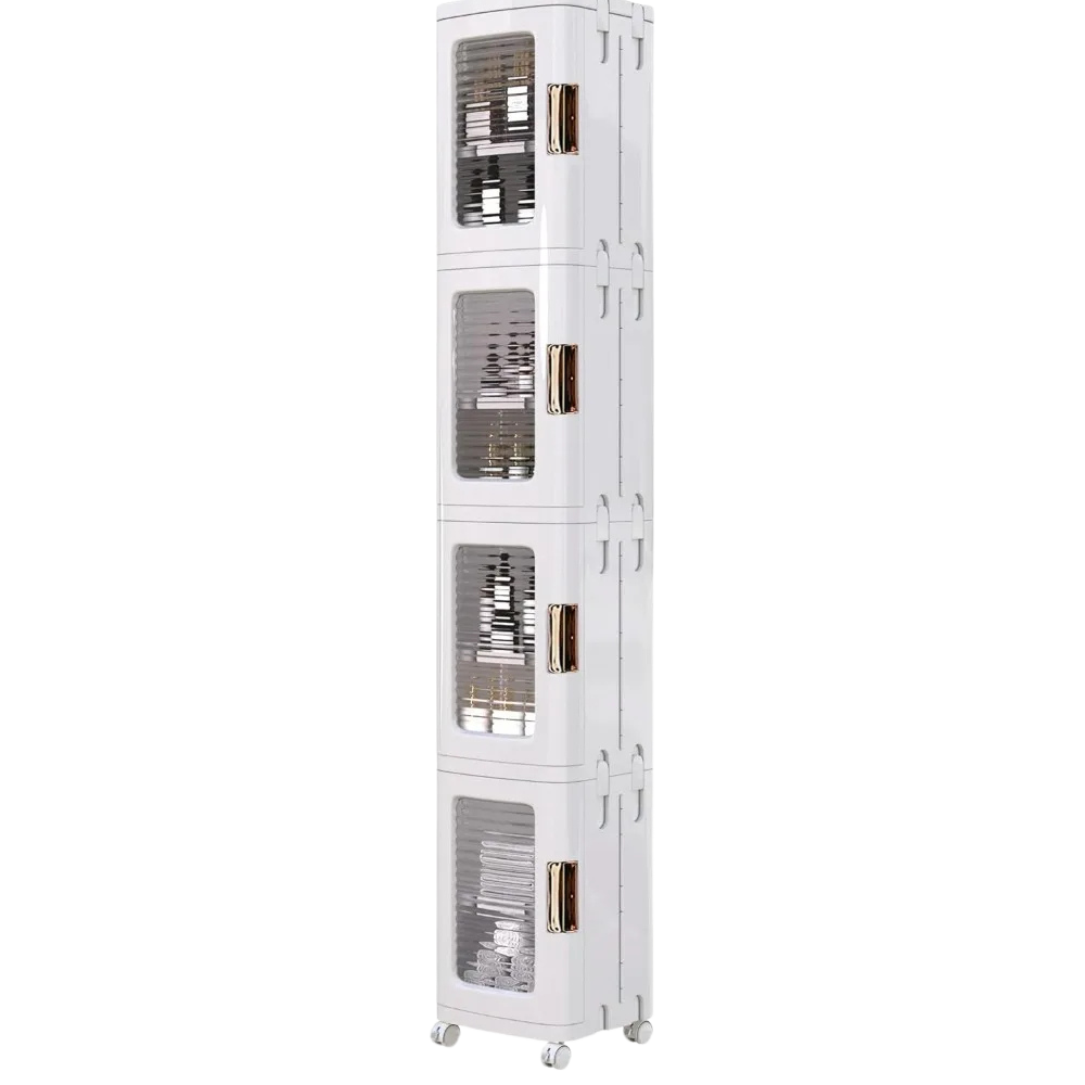 4-Tier Slim Storage Cabinet with Wheels - Adjustable Shelves
