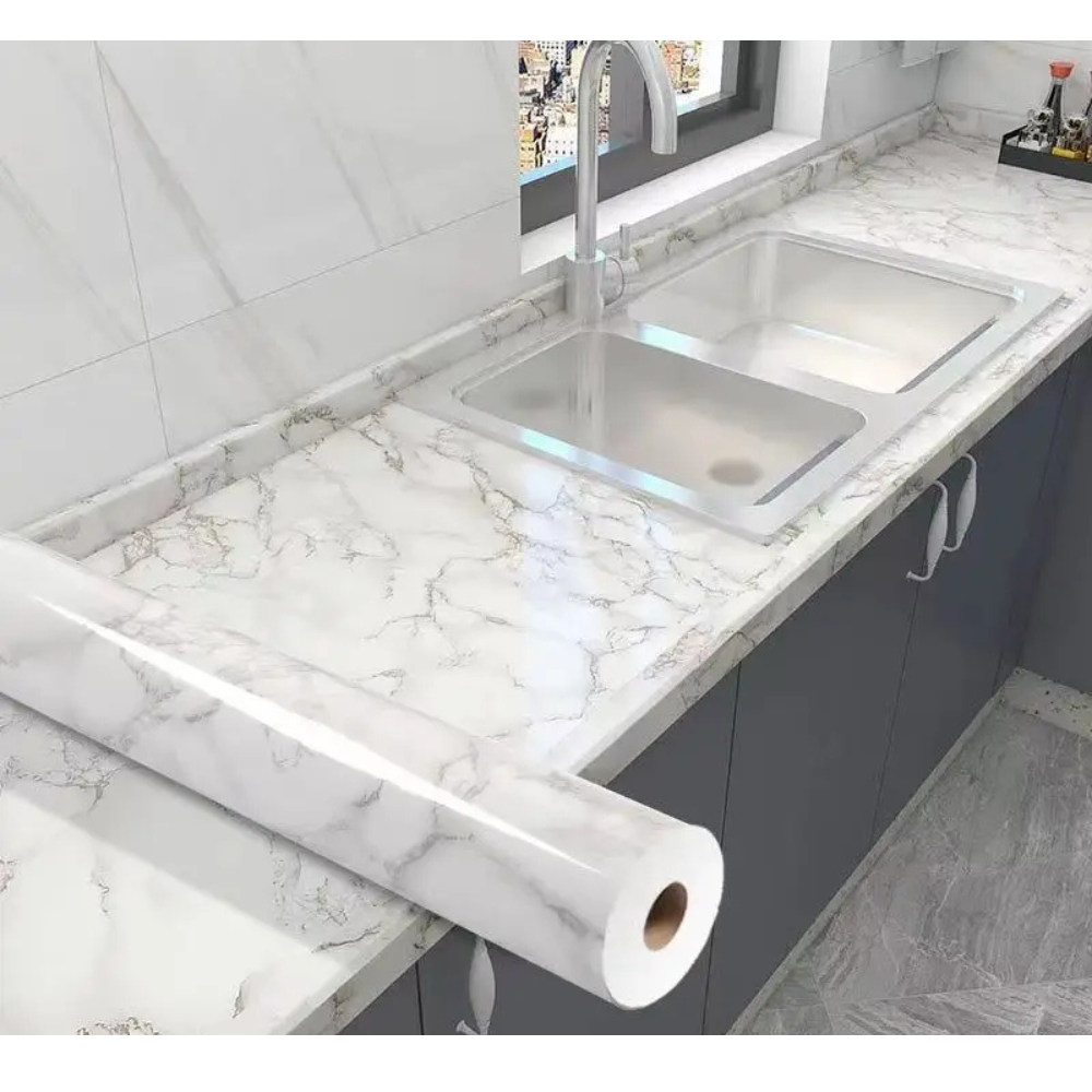 Marble Foil Stickers for Kitchen - Oil Proof & Waterproof Self-Adhesive