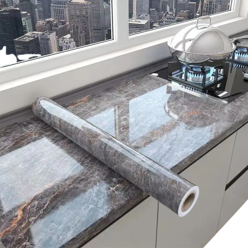 Marble Foil Stickers for Kitchen - Oil Proof & Waterproof Self-Adhesive