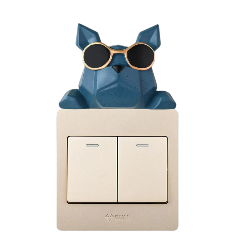 3D Cartoon Animal Switch Sticker - French Bulldog Resin Wall Socket Cover