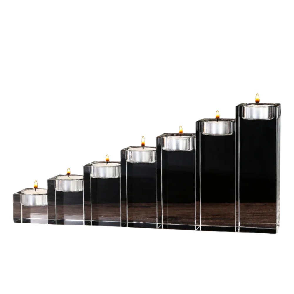 Crystal Glass Candle Holder Set