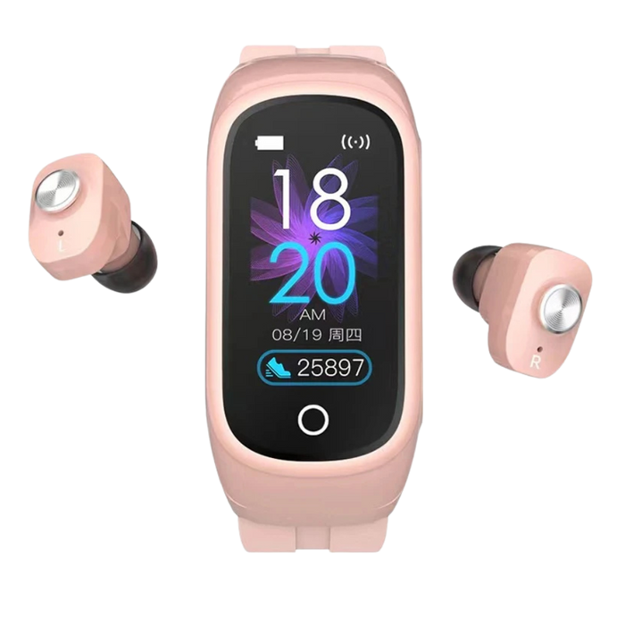 Smartwatch with Built-In Wireless Earbuds