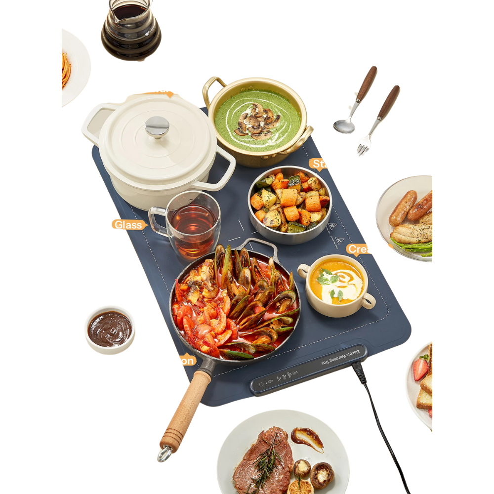 Electric Warming Tray - Portable Food Warming Mat with Temperature Control
