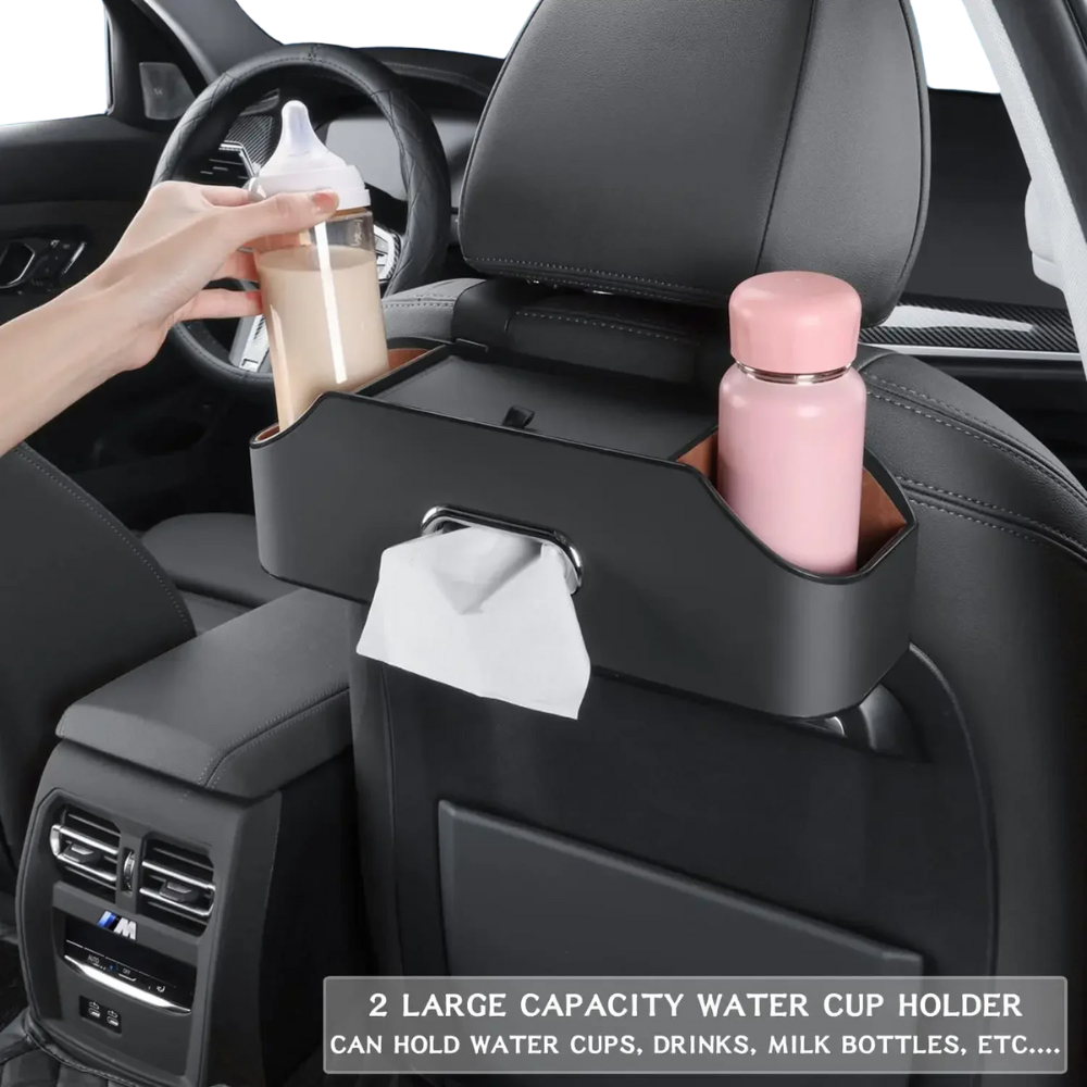 Multi-Functional Back Seat Organizer with 2 Drink Holders & Tissue Box