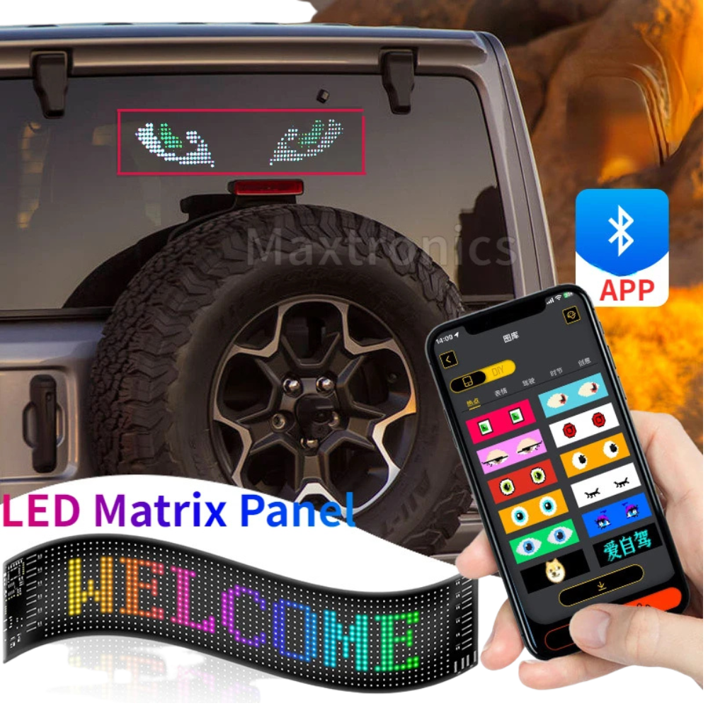 Scrolling LED Matrix Panel – Programmable Flexible Screen for Car, Shop, or Advertisement