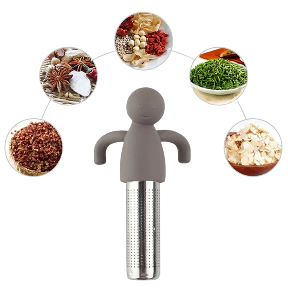 Creative Little Man-Shaped Tea Infuser with Silicone and Stainless Steel