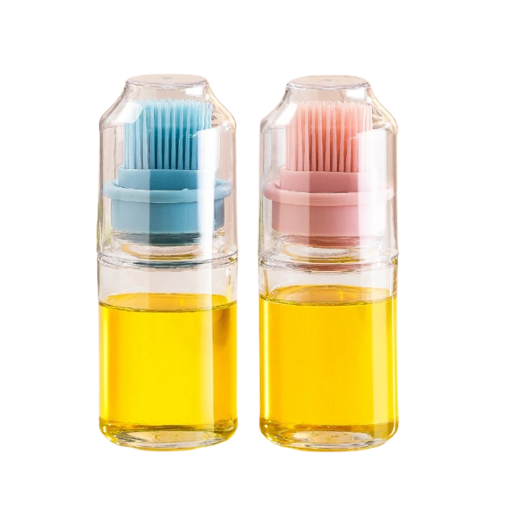 3Pcs Portable Oil Bottle with Silicone Brush for BBQ and Baking